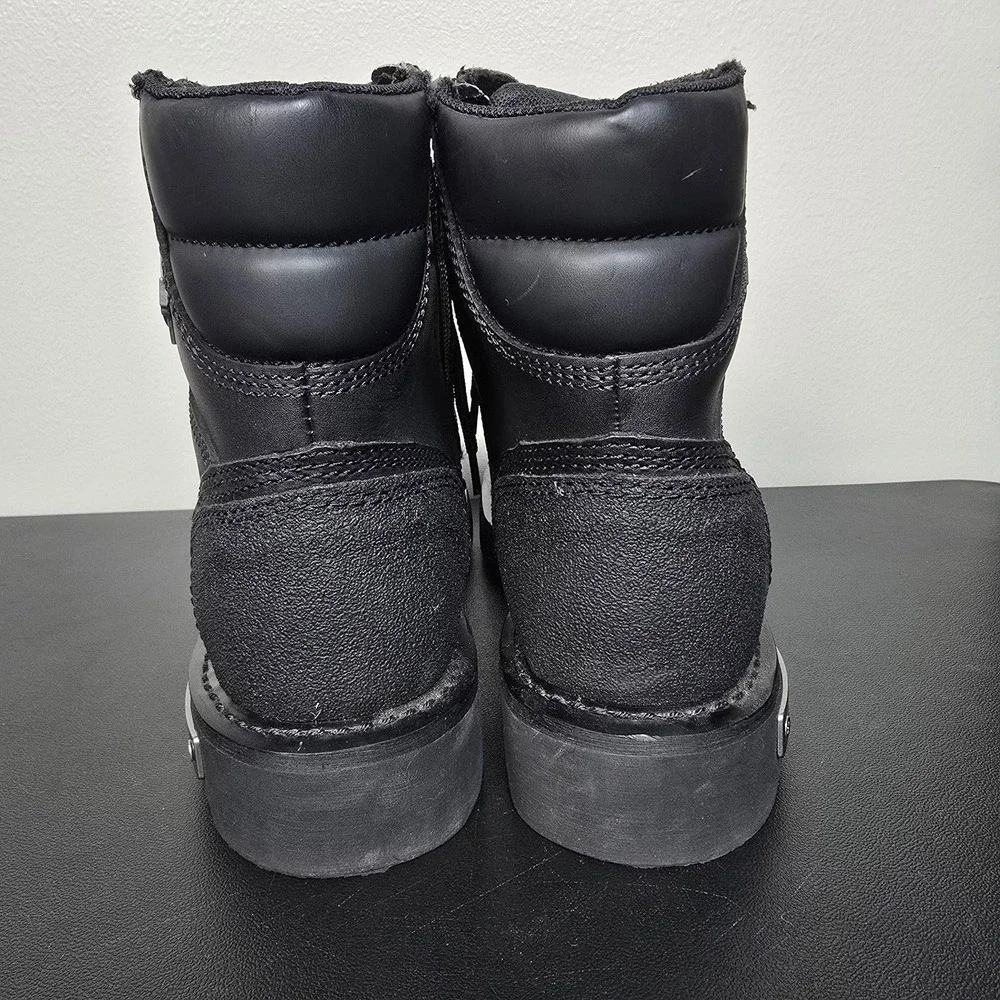 Harley Davidson Boots Mens 10 Black‎ Stealth Leather Biker Lace Up Zip Toe Cap